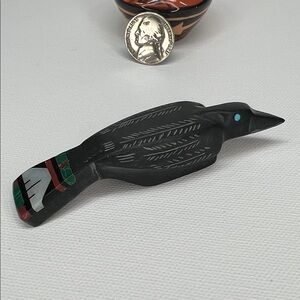 Handcrafted Black Raven Bird Figurine